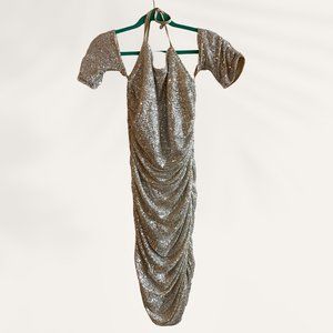 Silver "SHEIN"  off-shoulder Prom/party dress.